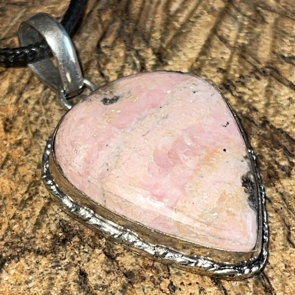 Teardrop Pink Rhodochrosite Pendant 1 7/8” - Picture 14 of 14